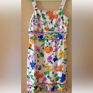 NWT ANN TAYLOR A-LINE LINEN COTTON BLEND WIDE STRAP DRESS GORGEOUS FLORAL PRINT!
